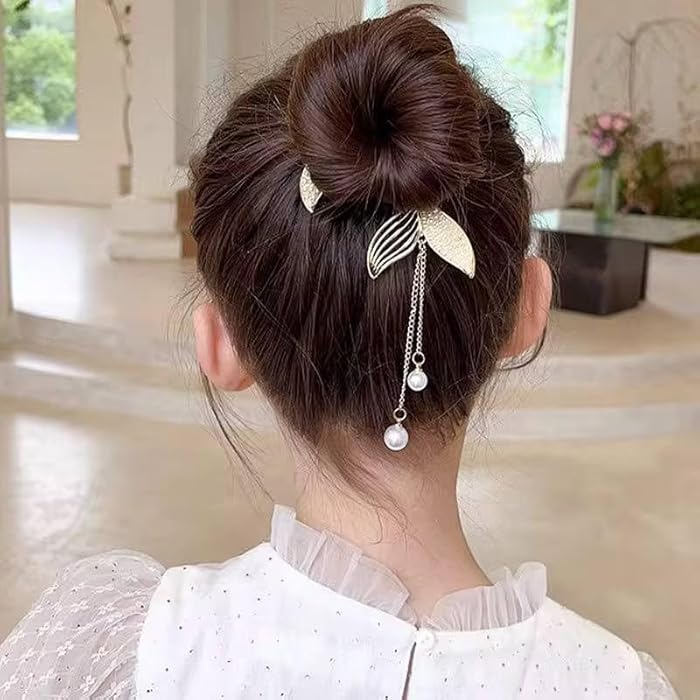 Elegant Tassel Pearl Multi designer Hair Clip Flying Metal Hair Claw Clips Hair Clamps Hair Styling Clips Hair Accessories For Women 1Pcs (Fshtail) - Image 3